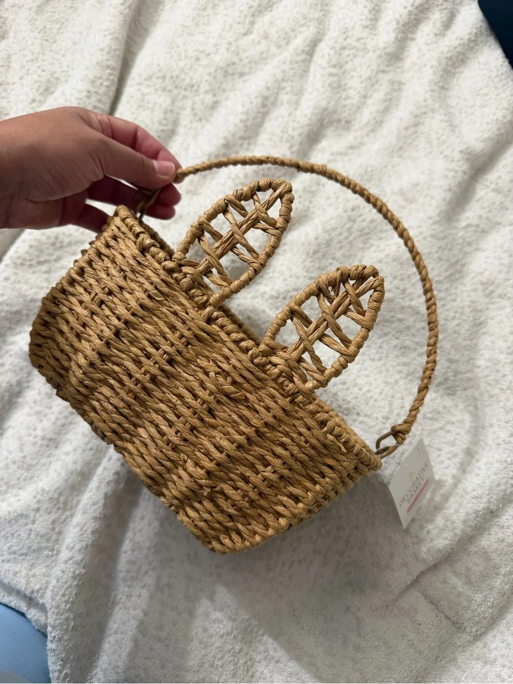 Target bunny brown woven decorative Straw Basket Tote Natural Brown